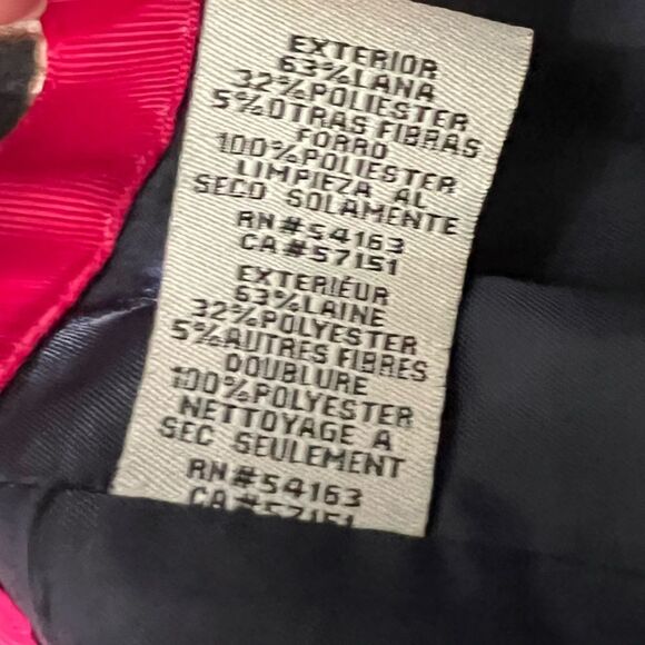 Eliza J Wool-Blend Coat - Navy, Size XS, Belted, Gold Buttons, Leopard Lining - Picture 7 of 13